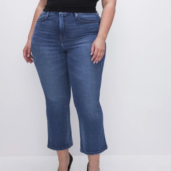 Good American Women's‎ Blue Boot Cut Crop Jeans Size: 24 - Picture 1 of 12